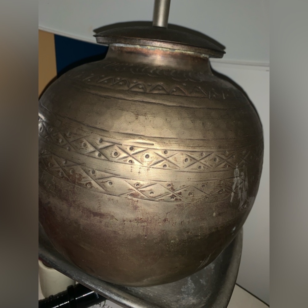Brass lamp base.